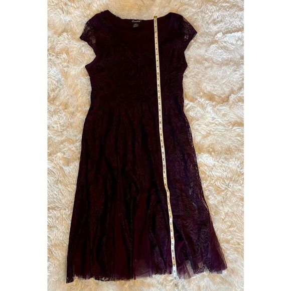 Candalite SZ S Woman’s Beautiful Dark Plum Purple Lace And Twill Dress - Picture 8 of 9
